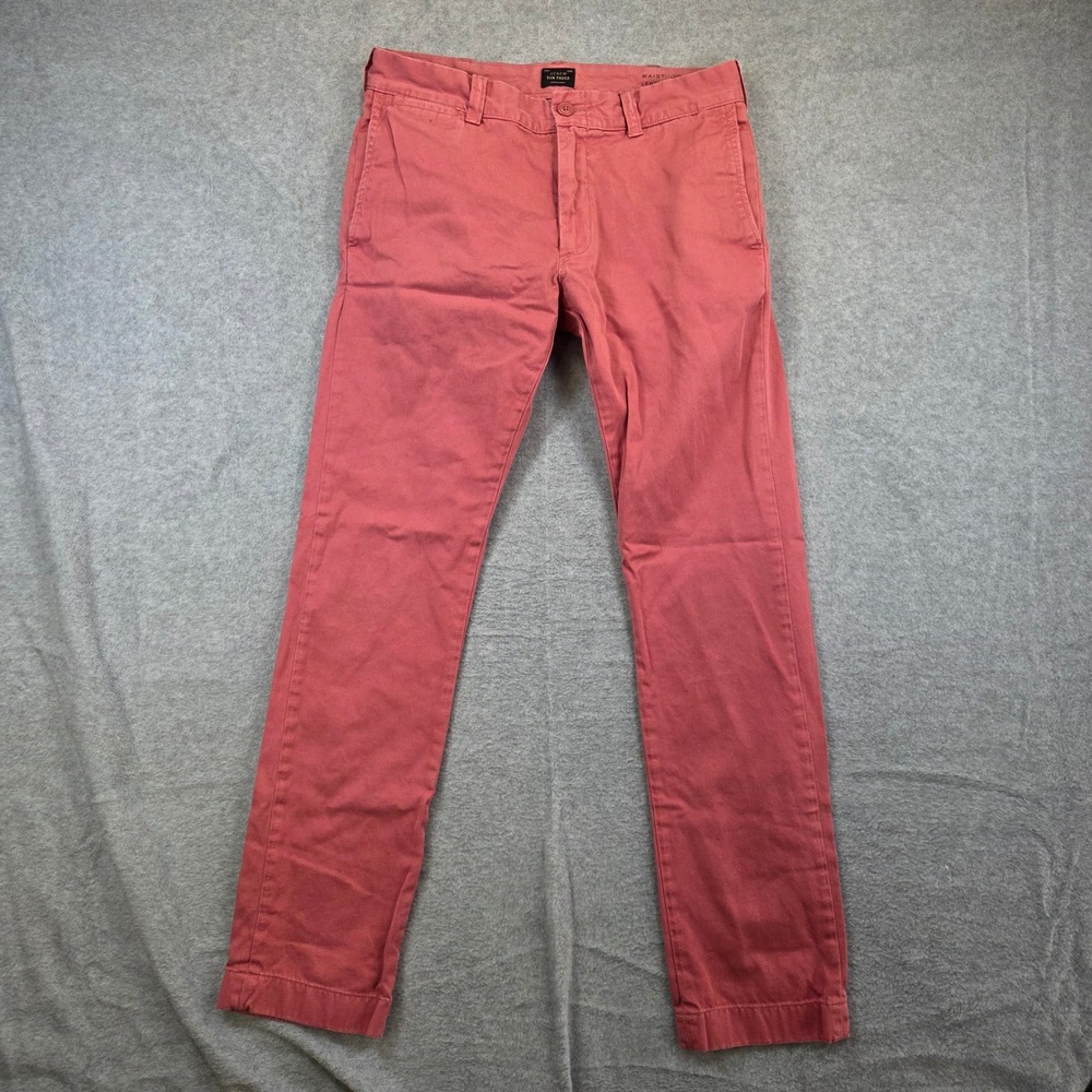 J.Crew Sun Faded Chino Pants Mens 30x32 Salmon Pink Slim Straight Cotton Twill